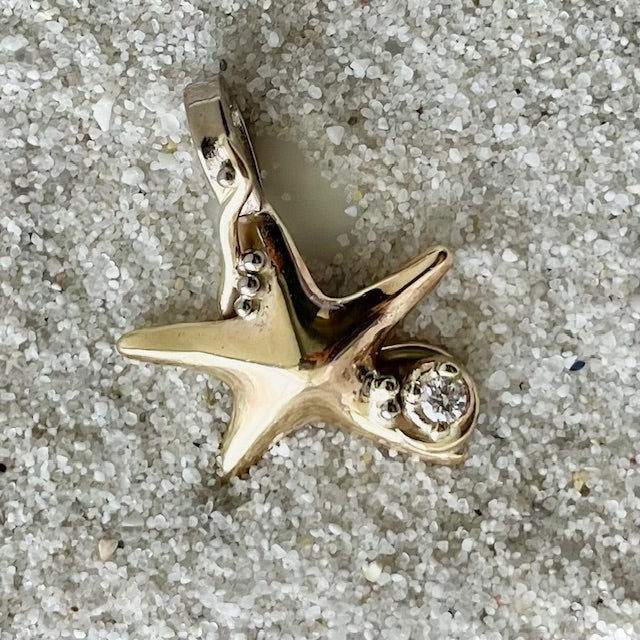 9ct Yellow & White Gold Diamond Starfish Pendant