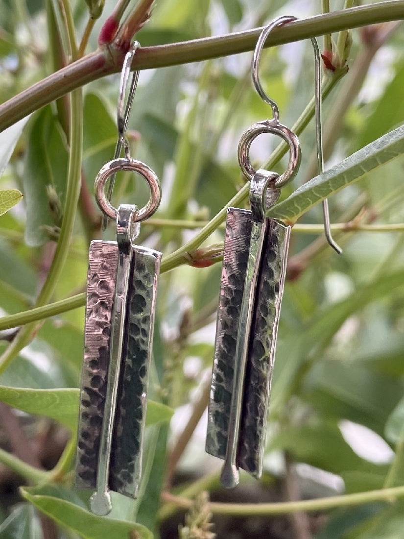 Sterling silver and 9ct Yellow gold drop earrings