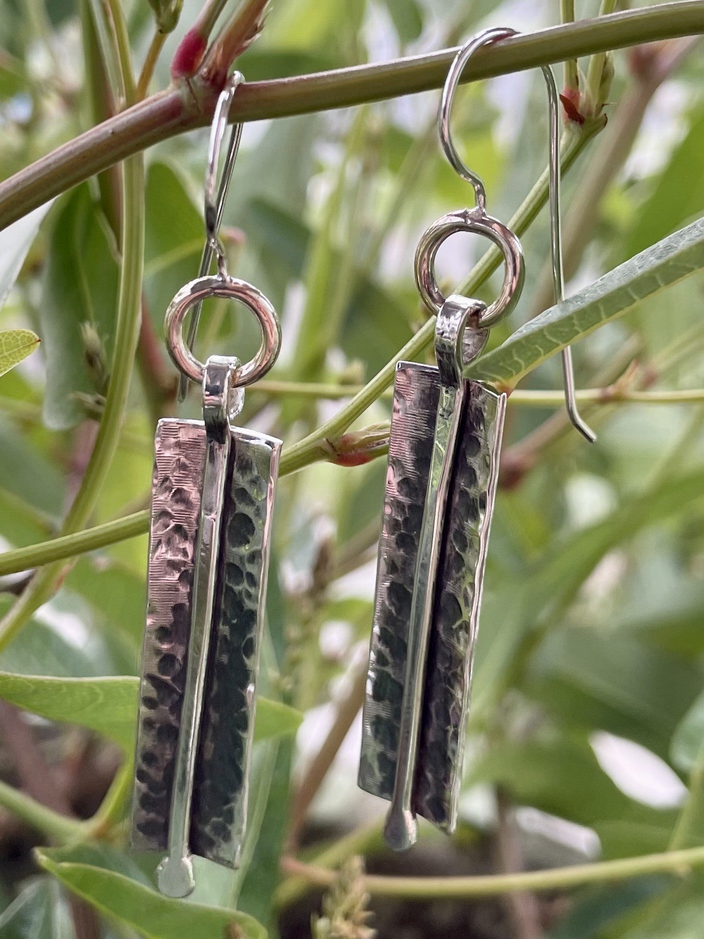 Sterling silver and 9ct Yellow gold drop earrings