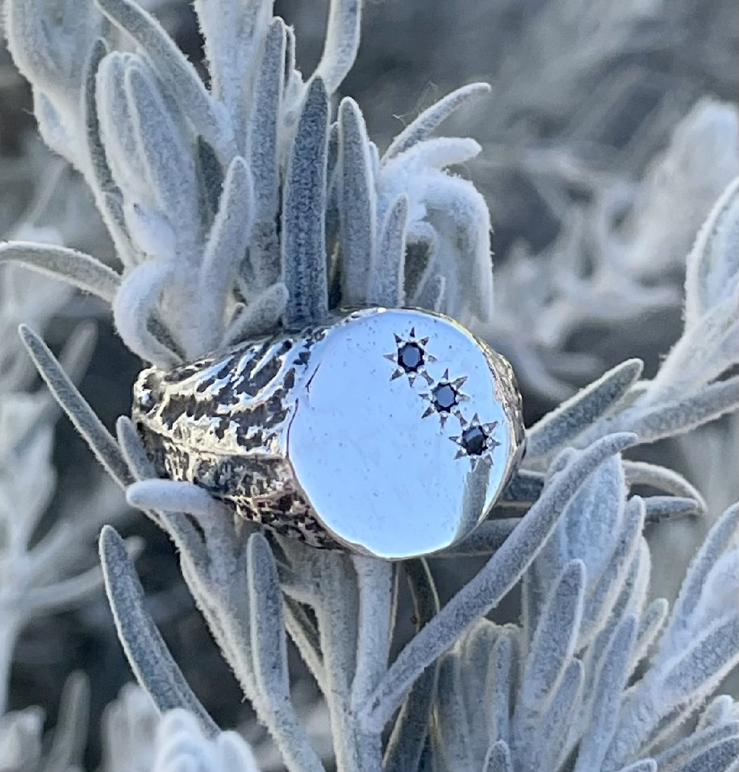 Sterling Silver Black Diamond Signet ring