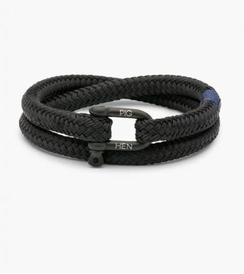 Salty Steve Mens Steel & Rope Bracelet - Black