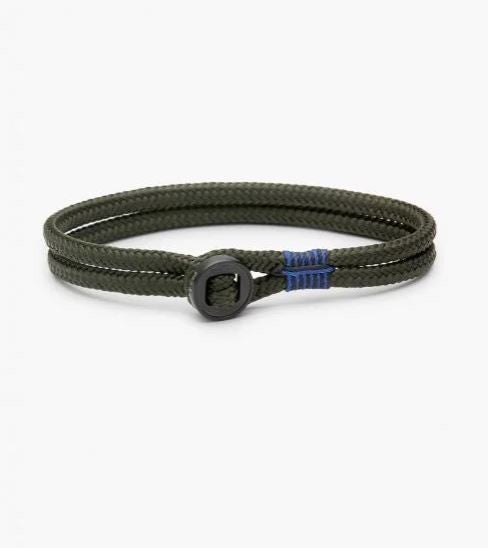 Don Dino Mens Steel & Rope Bracelet - Army Black