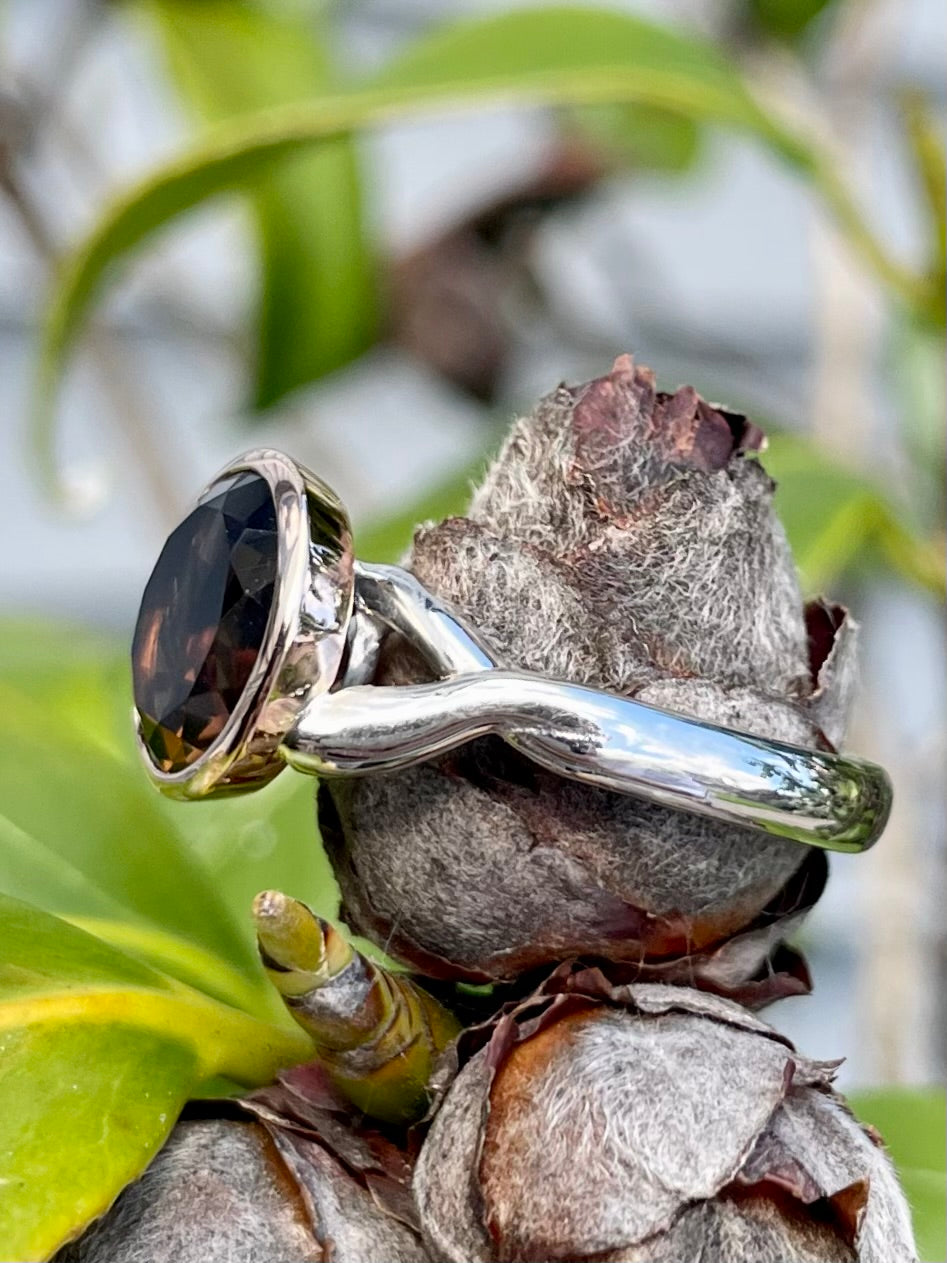 9ct White & Rose Gold Smokey Quartz Ring