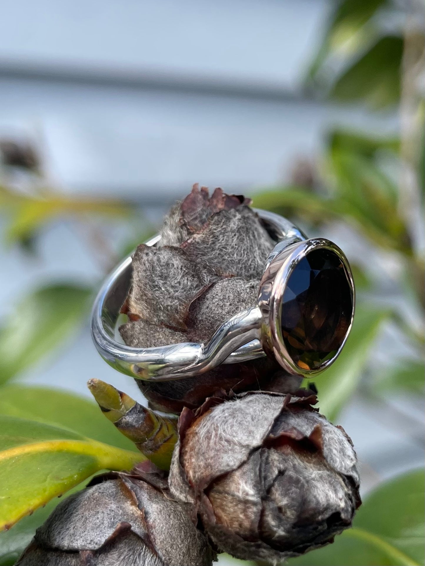 9ct White & Rose Gold Smokey Quartz Ring