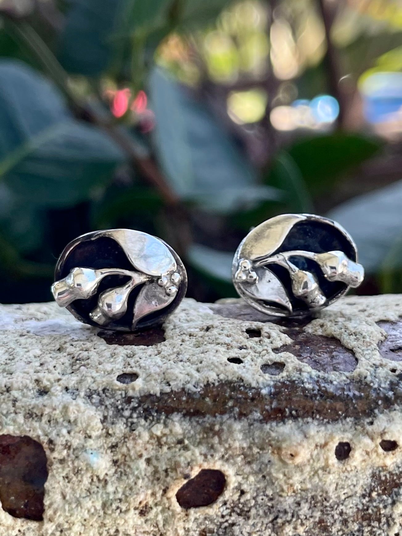 Sterling Silver Gumnut and Leaf Stud Earrings