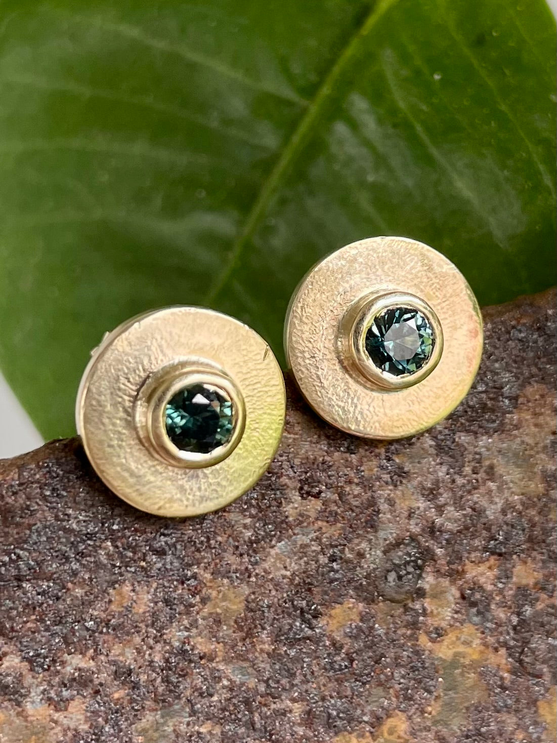 9ct Yellow Gold Sapphire Stud Earrings