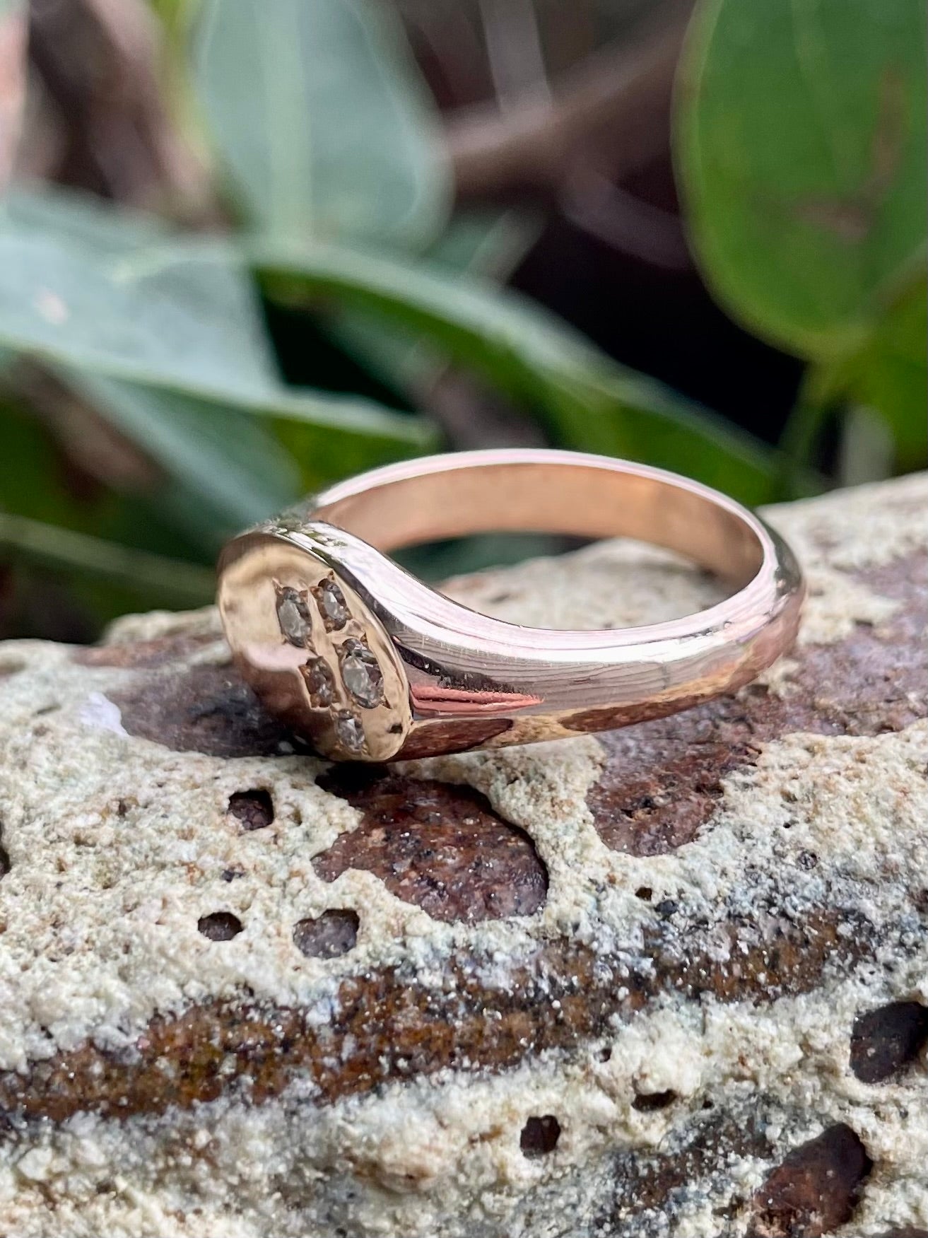 9ct Rose Gold Diamond Signet Ring