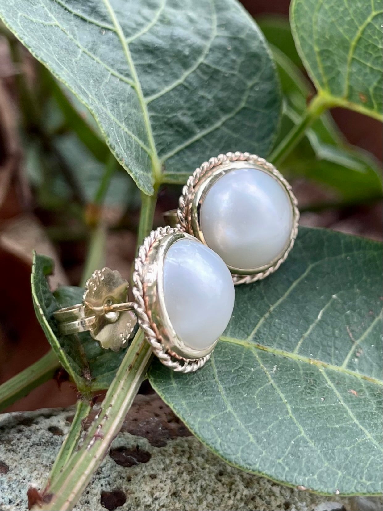 9ct Yellow Gold 'Fancy' Mabe Pearl Studs