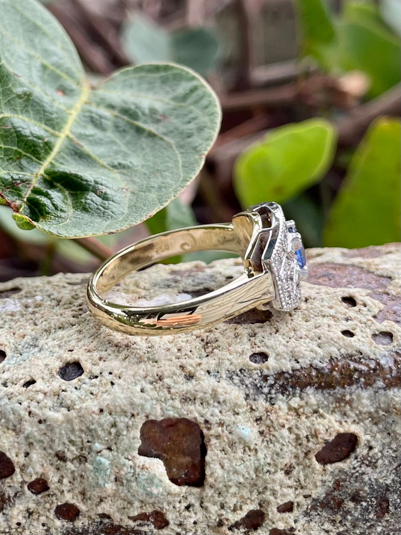 18ct Yellow/White Gold Ceylonese Sapphire & Diamond Ring