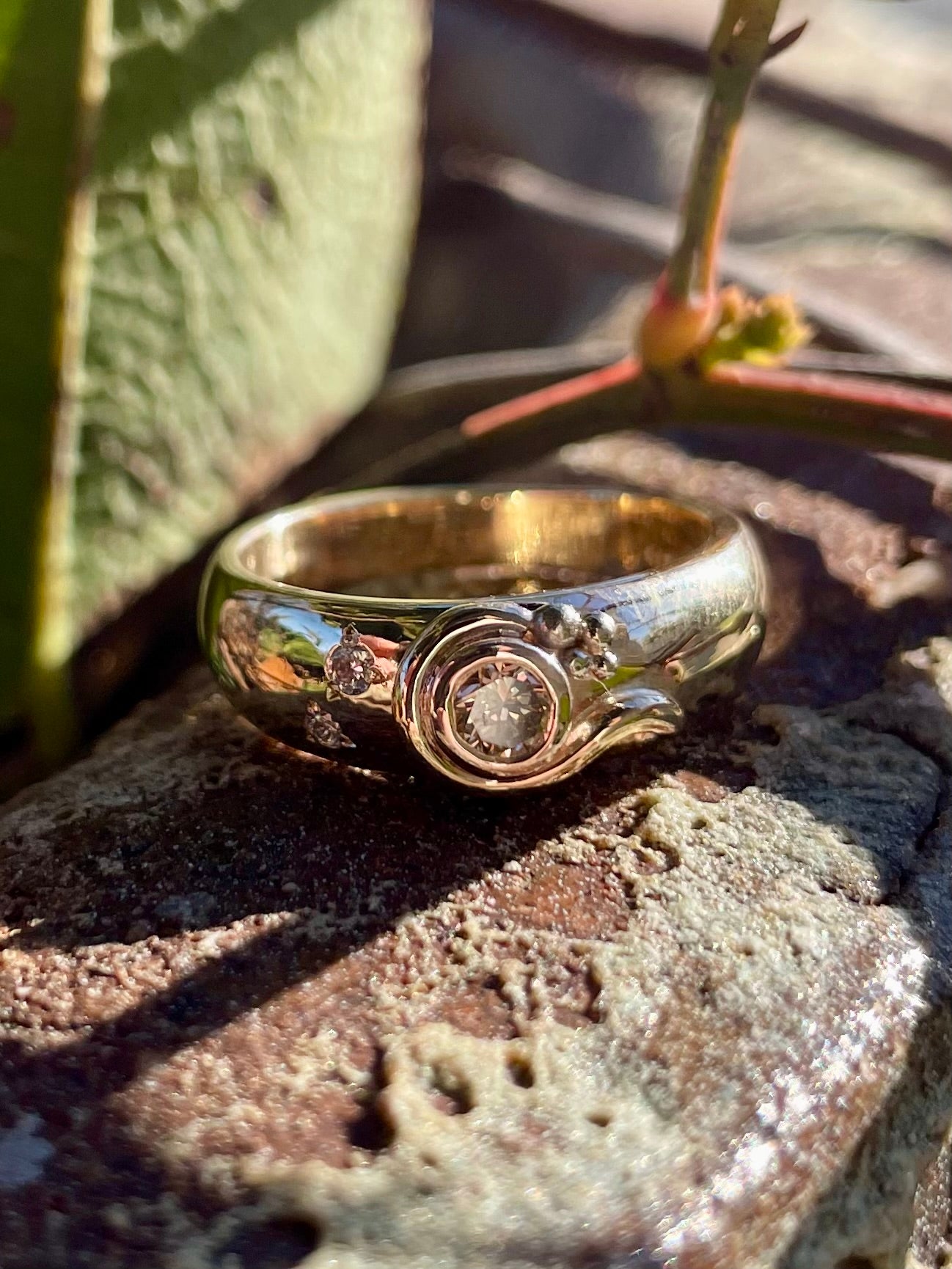 9ct Yellow & White Gold Chocolate Diamond 'Swirl' Ring