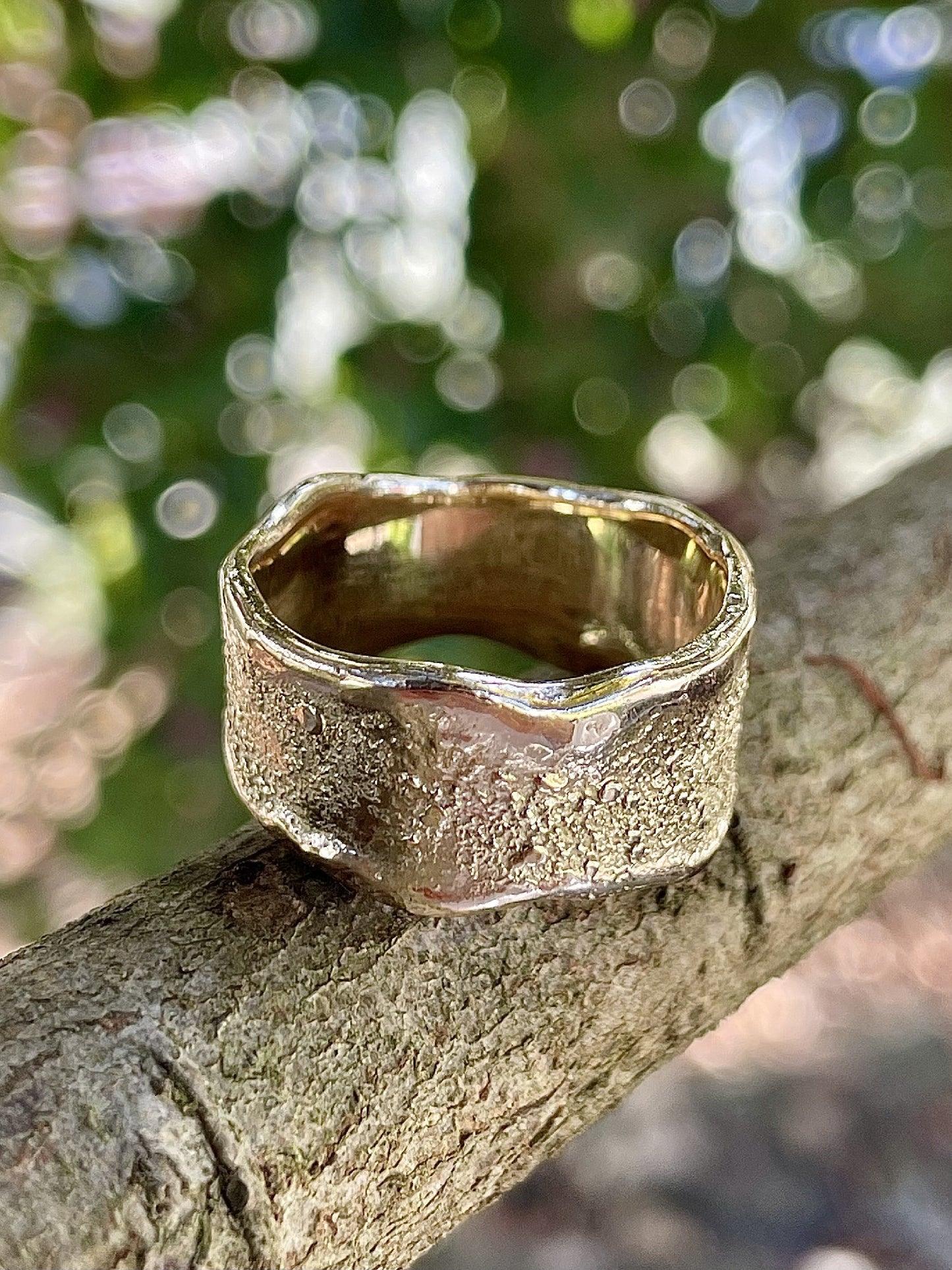 9ct Yellow Gold Molten Wide Band Ring