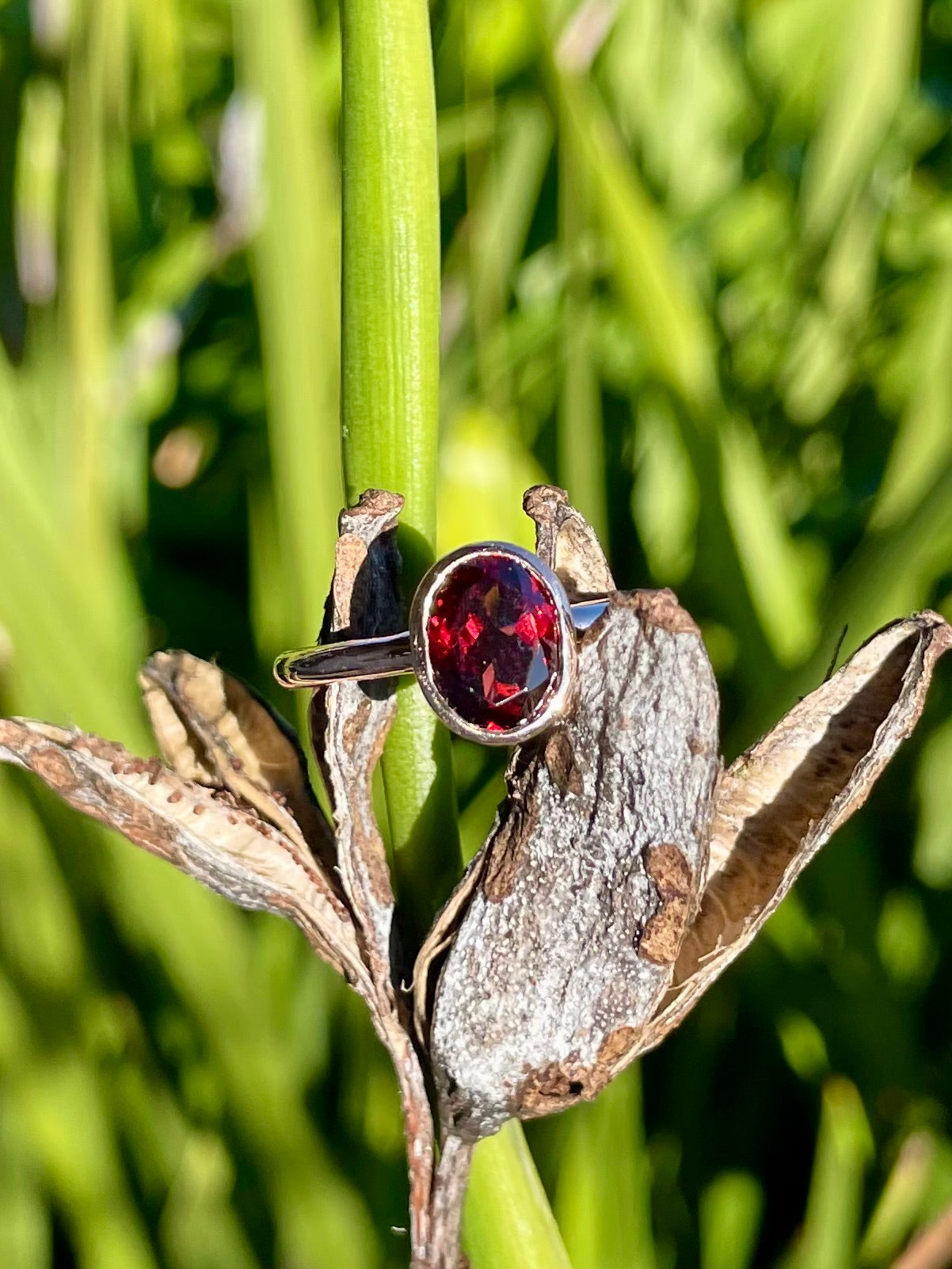 9ct Rose Gold Oval Garnet Ring