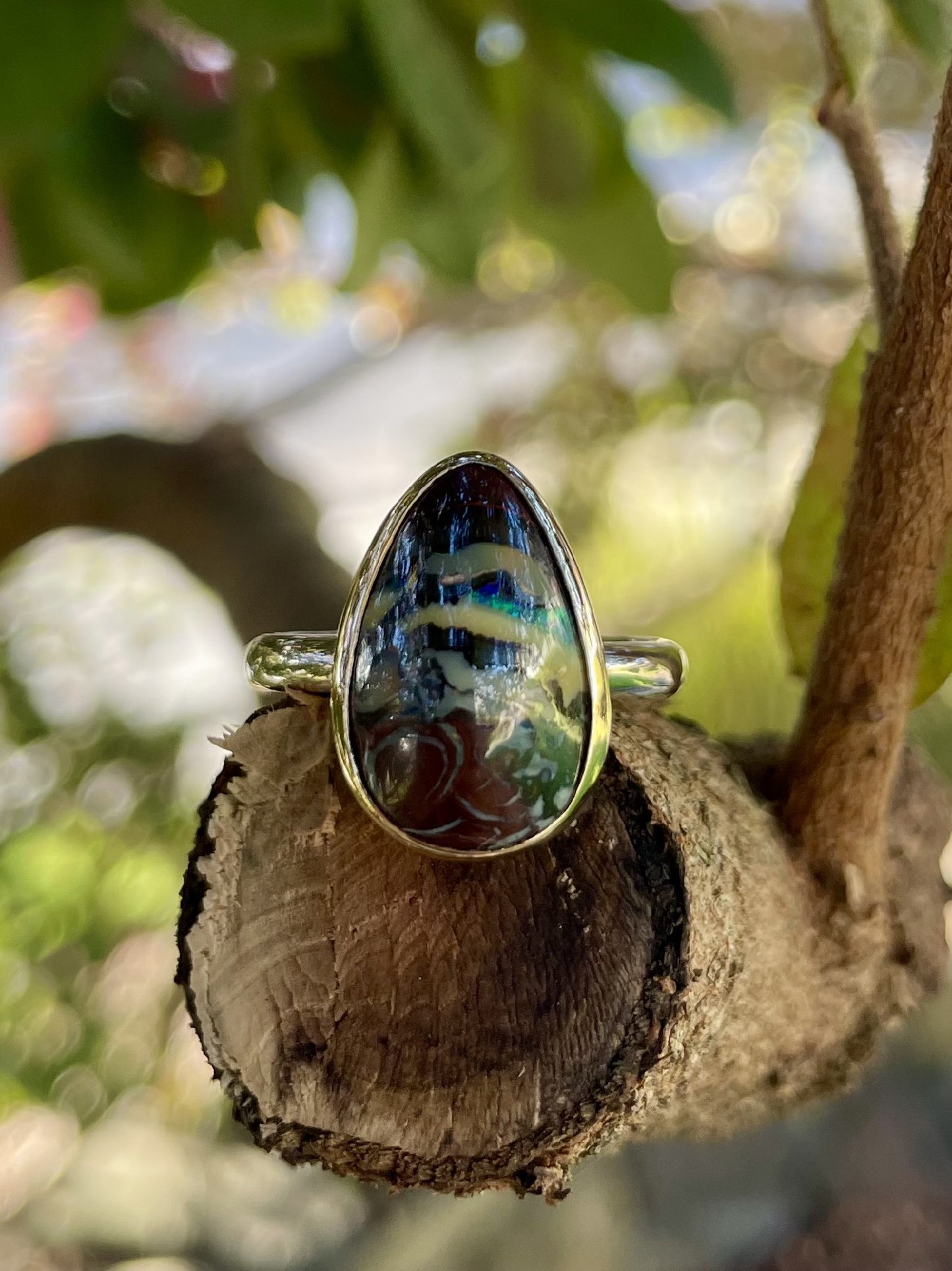 Sterling Silver & 9ct Yellow Gold Boulder Opal Ring