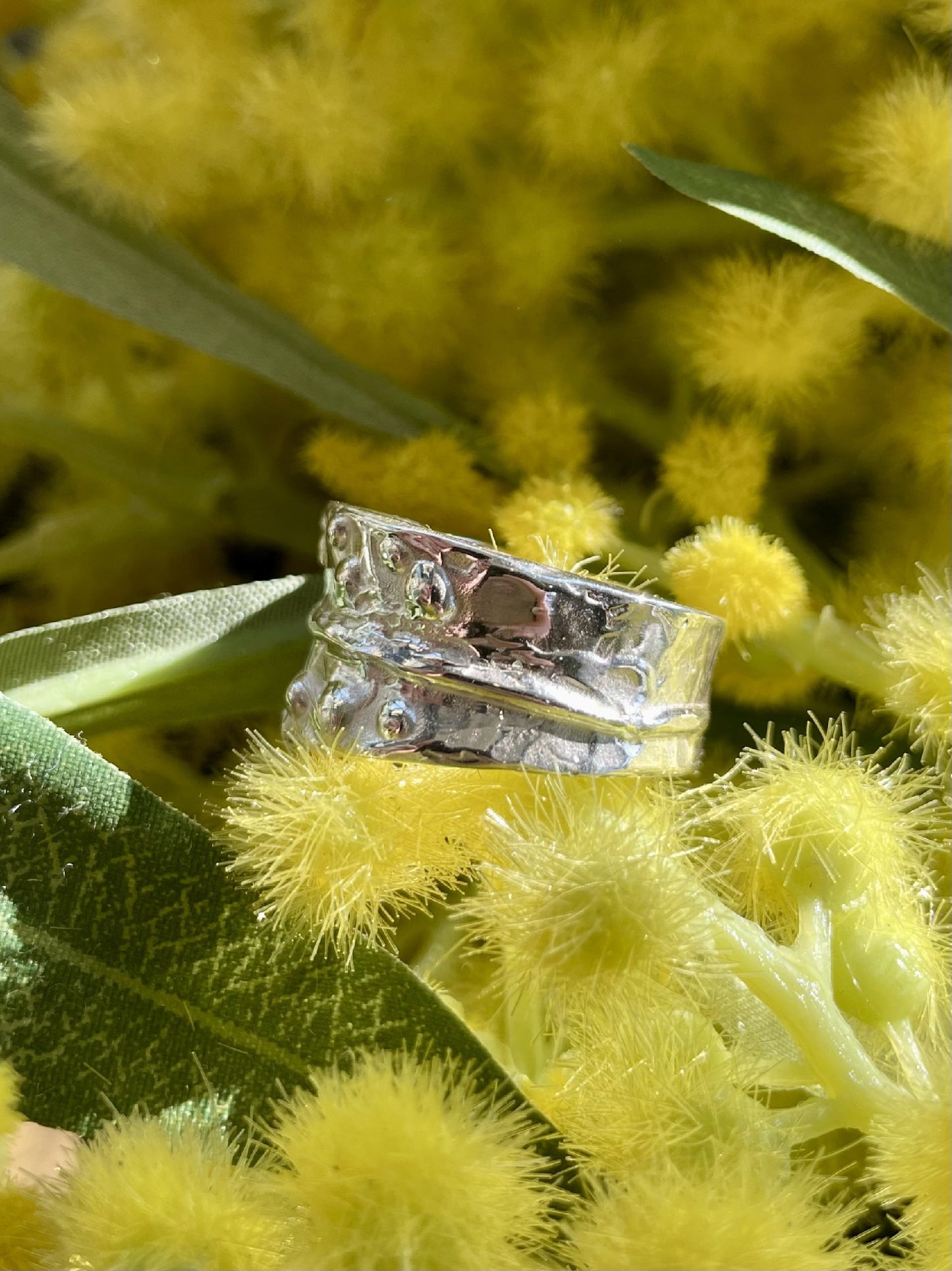 Sterling Silver Wide Tapered Textured Ring