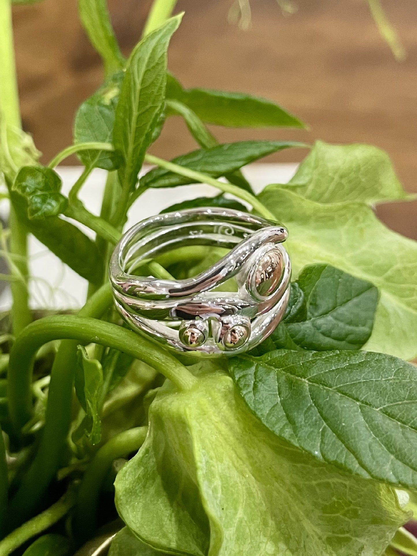 Sterling Silver & 9ct Rose Gold Wave Ring