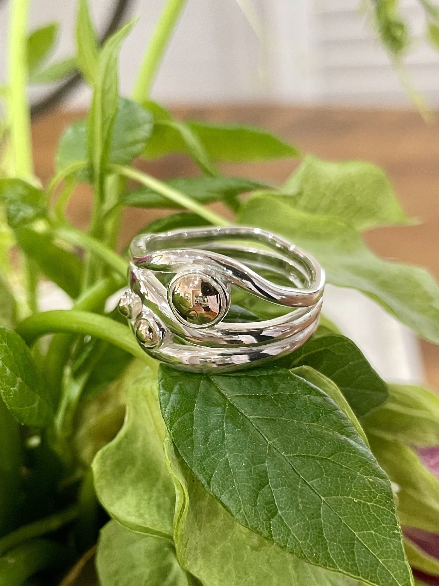 Sterling Silver & 9ct Rose Gold Wave Ring