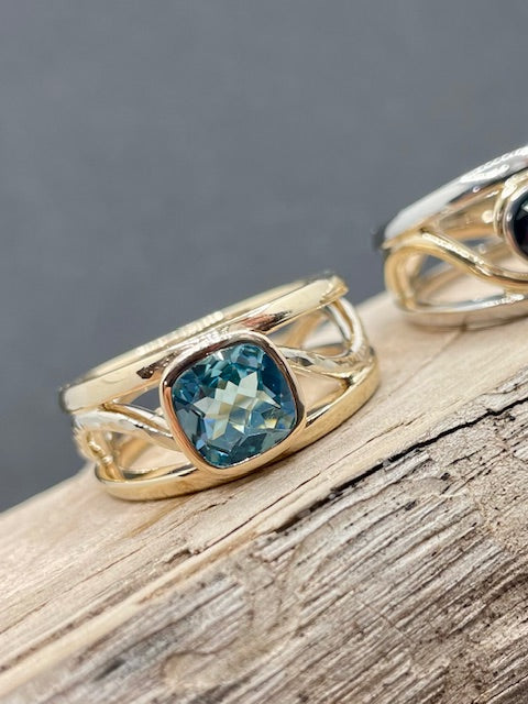 9WY Blue Topaz Ring - size P.5