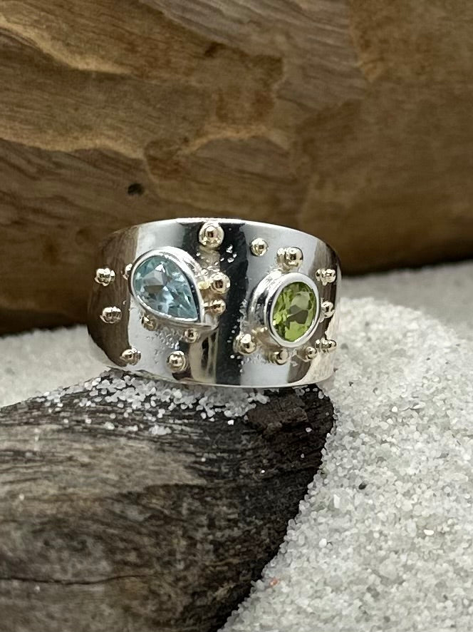 SS Topaz & Peridot Ring