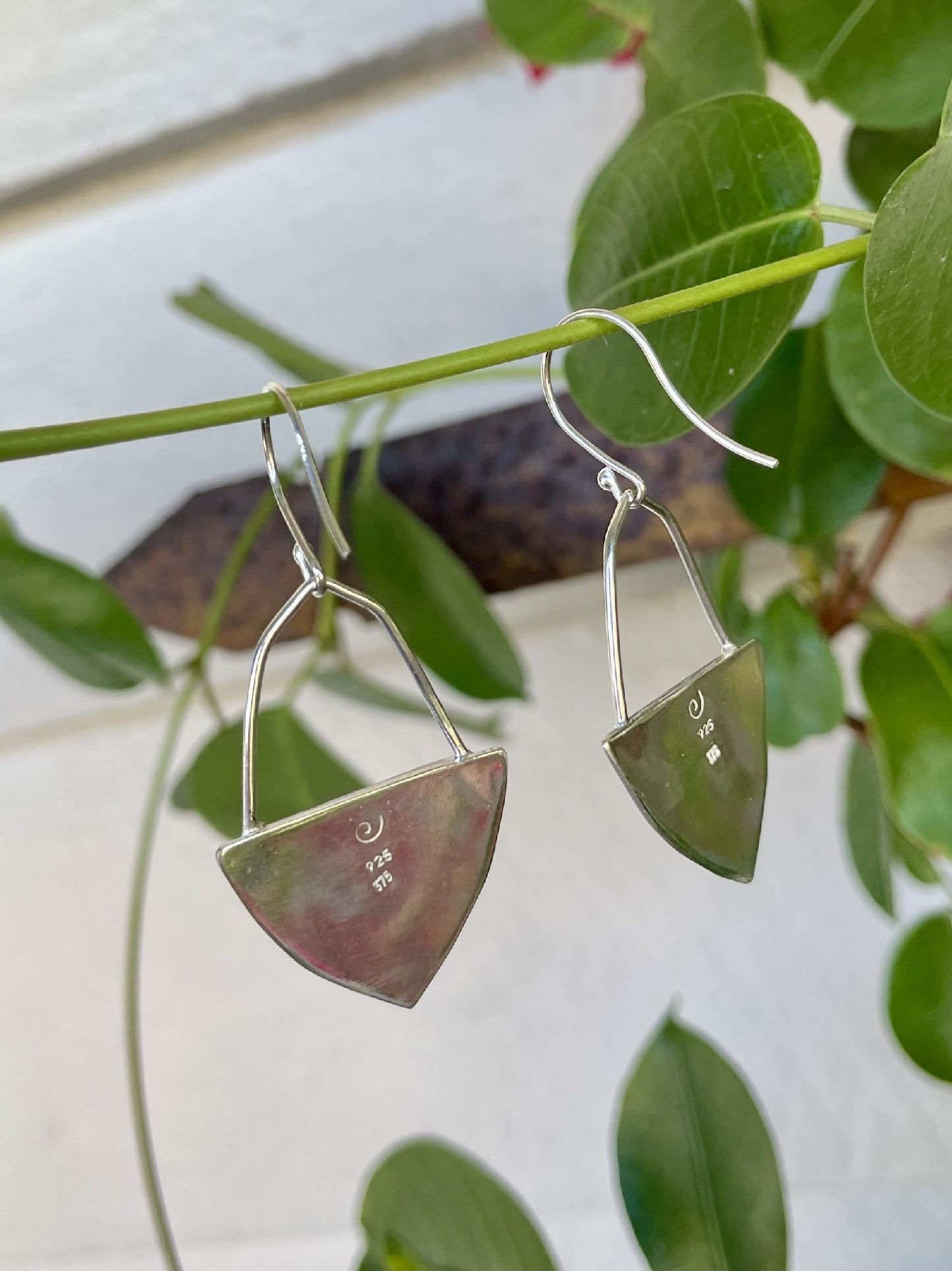 Sterling Silver & 9ct Rose Gold Abstract Triangle Drop Earrings