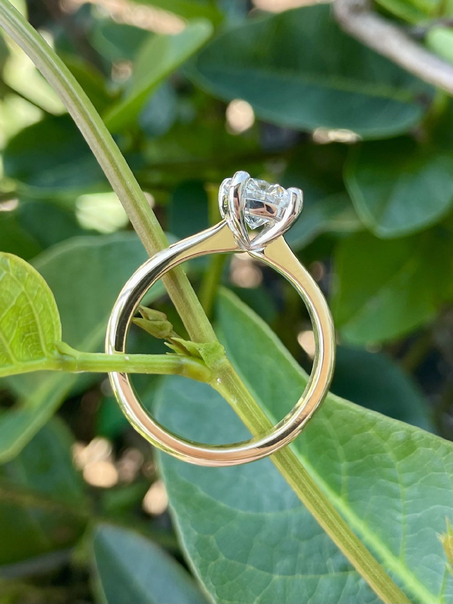 18ct Yellow & White Gold Solitaire Diamond Ring