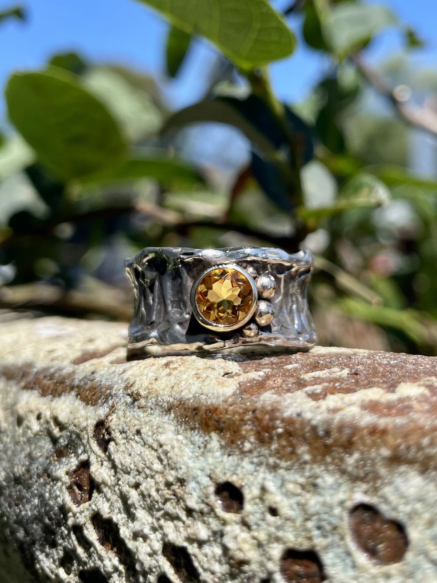 Sterling Silver & 9ct Yellow Gold 'Molten' Citrine Ring