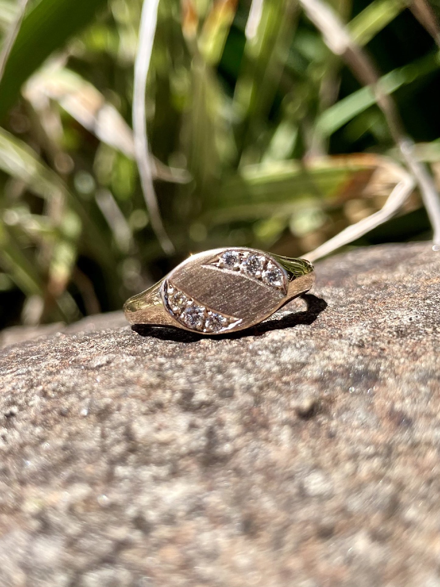 9ct Rose Gold Diamond Oval Signet Ring