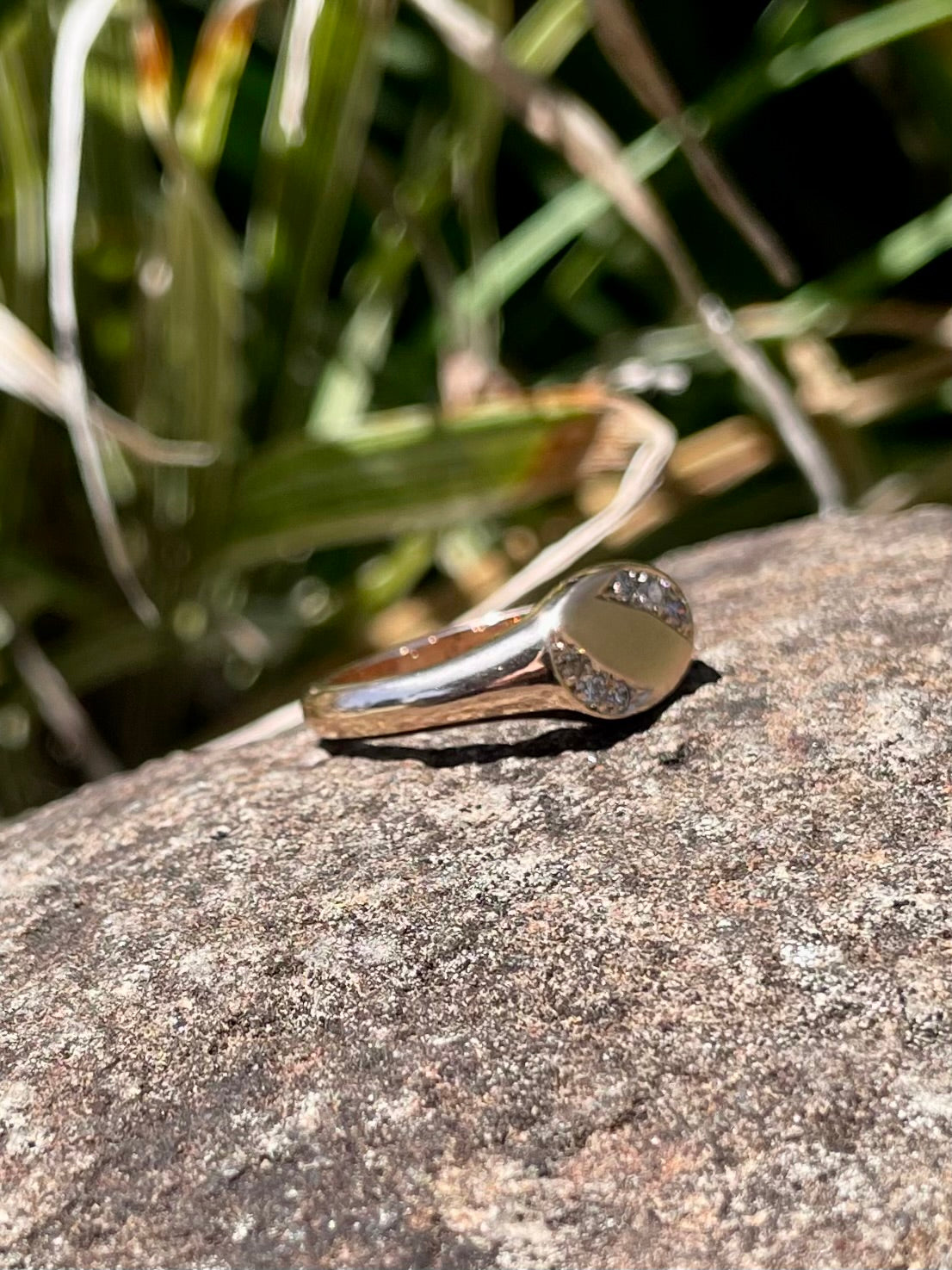 9ct Rose Gold Diamond Oval Signet Ring