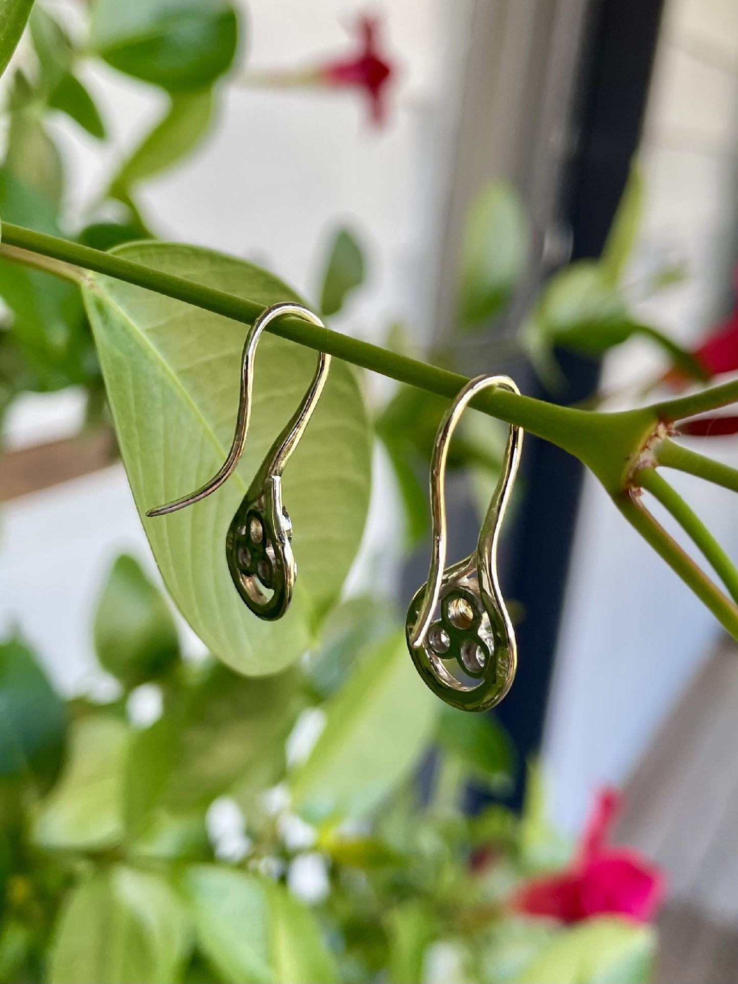 9ct Yellow/White Gold Yellow Sapphire & Diamond Drop Earrings