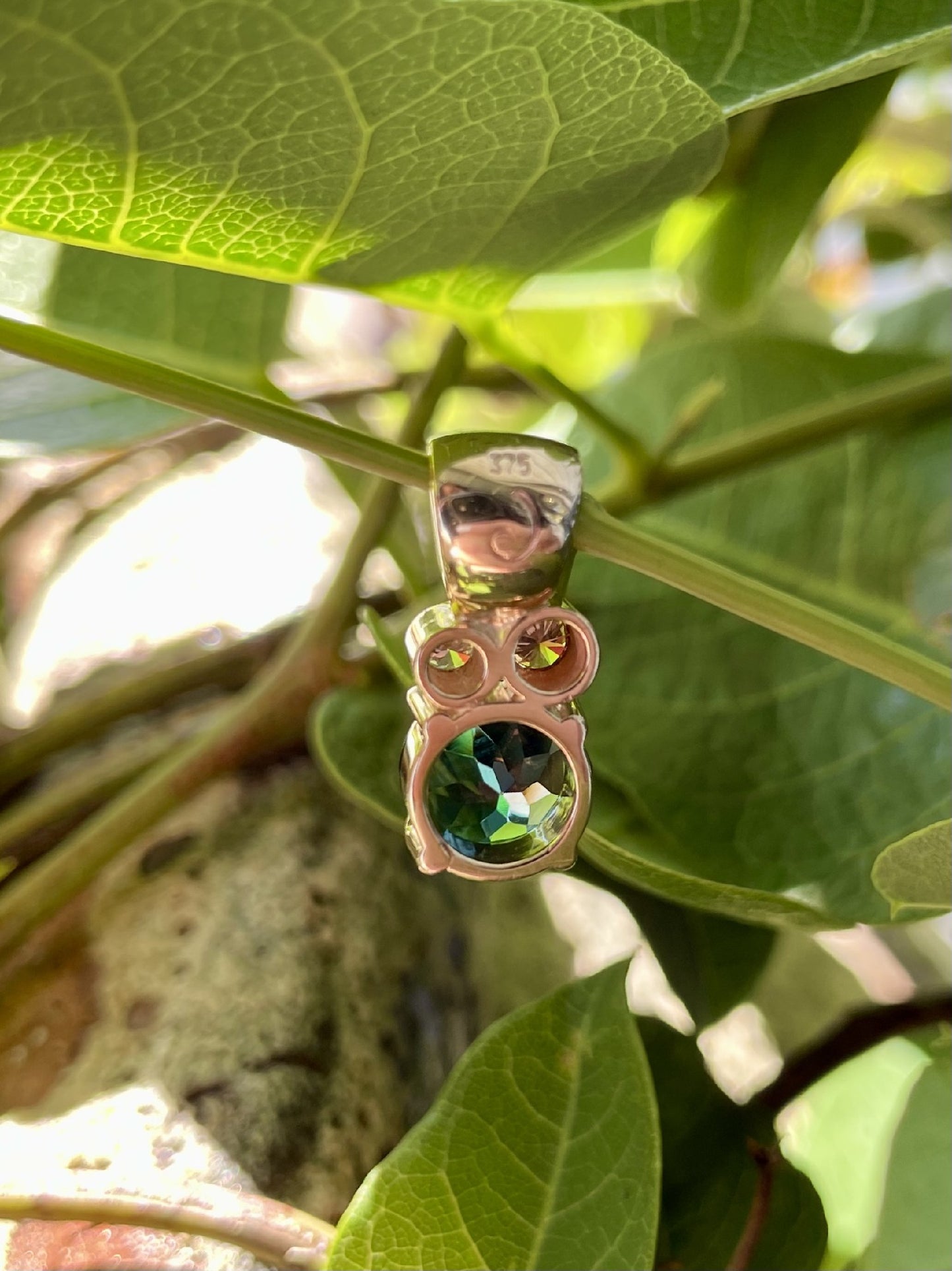 9ct Yellow Gold London Blue Topaz, Chocolate & Champagne Diamond Pendant