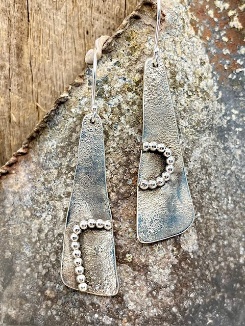 Sterling silver drop earrings with ball detail