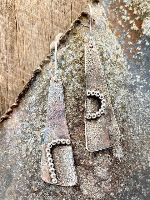 Sterling silver drop earrings with ball detail
