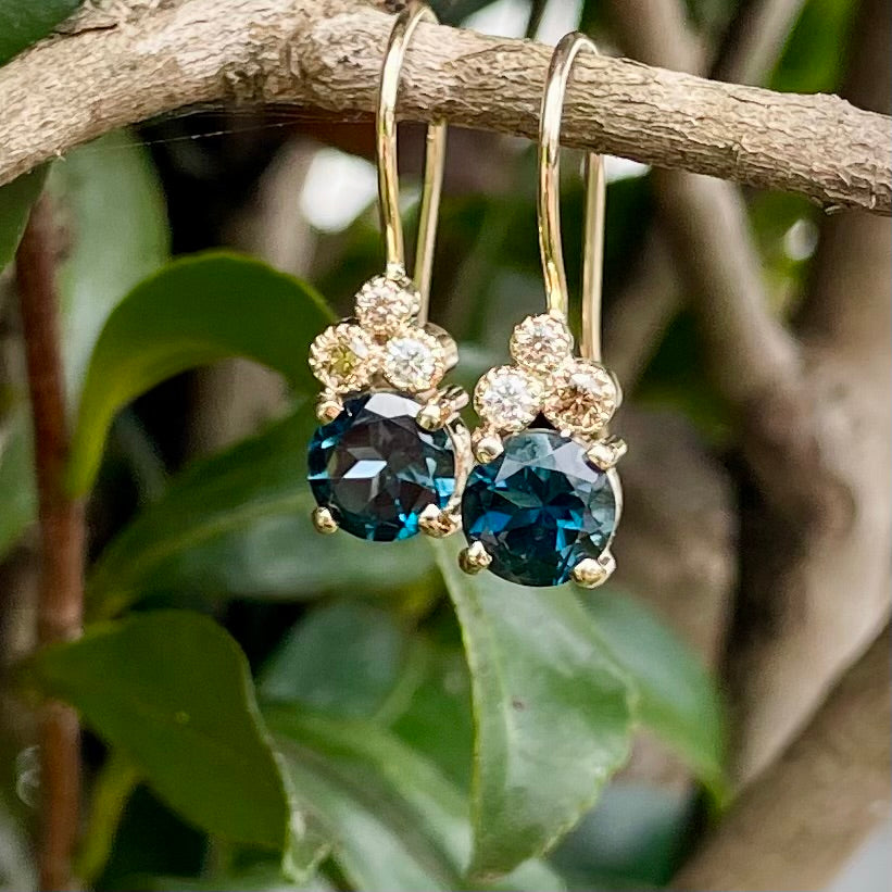 9Y Topaz & Diamond Earrings