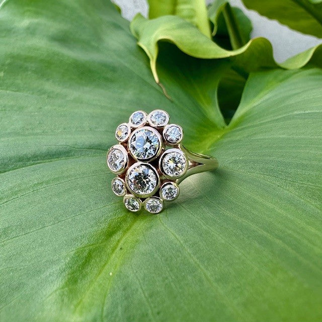 9ct Rose gold multi bezel LAB grown diamond ring