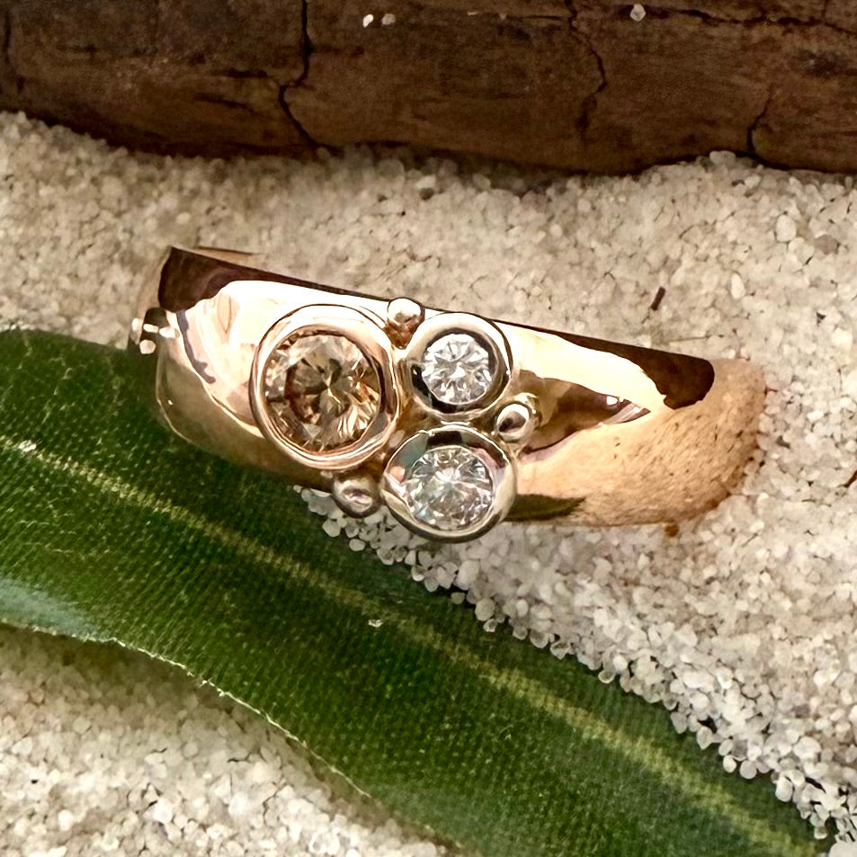 9ct Rose Gold slave style Diamond Ring