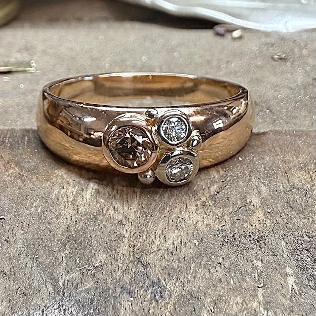 9ct Rose Gold slave style Diamond Ring