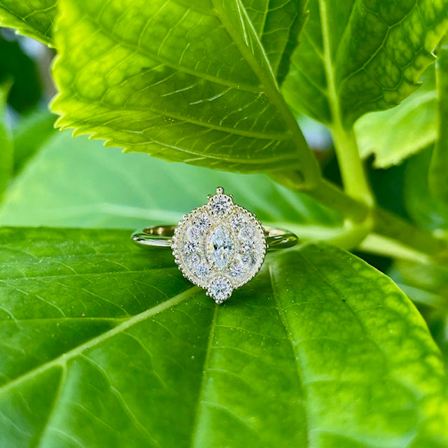 9ct Lab Grown Diamond ring with Milgrain edge