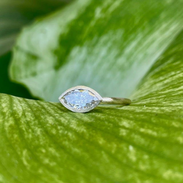 9ct Yellow Gold Marquise shape lab grown Diamond Ring 1.00ct