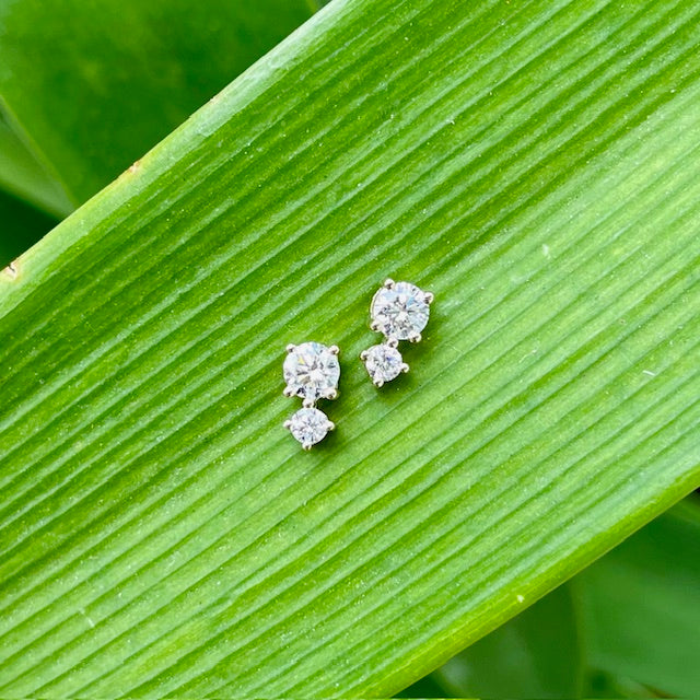9ct Yellow Gold Double Diamond Studs