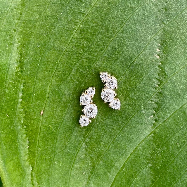 9ct Yellow Gold 4 Diamond Drops Stud Earrings