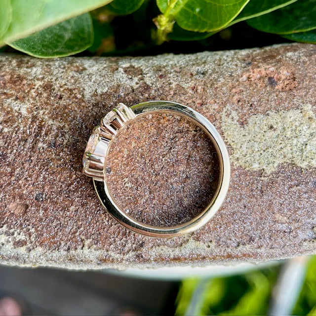 9ct Yellow gold claw set Lab grown duo diamond ring