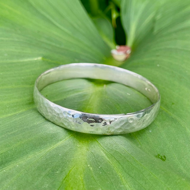 Sterling Silver bangle with beaten finish