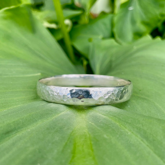 Sterling Silver bangle with beaten finish