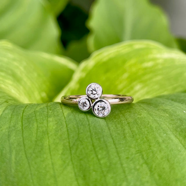 9ct Rose and White gold Lab grown diamond trio ring