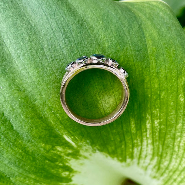 9ct Rose and White gold multi Sapphire ring