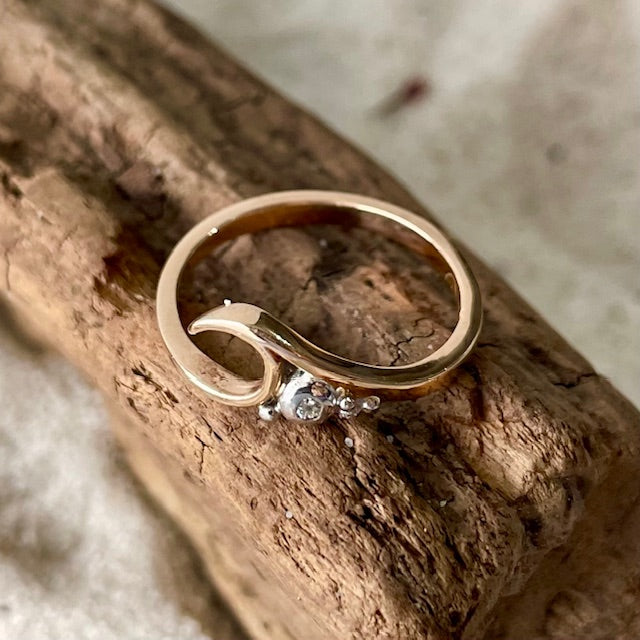 9ct Rose Gold Diamond set 'Wave' Ring