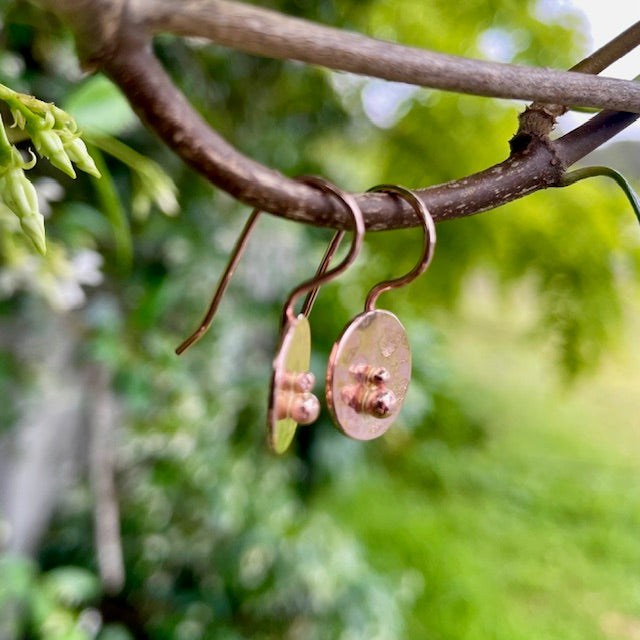 9ct Rose Gold Beaten Finish Disc earrings