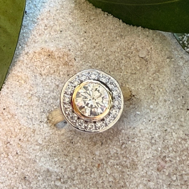 9ct Yellow & White Gold Lab Grown Diamond 'Halo' style Ring