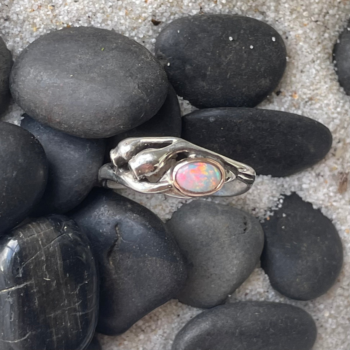Sterling Silver and Opal Gumnut Ring