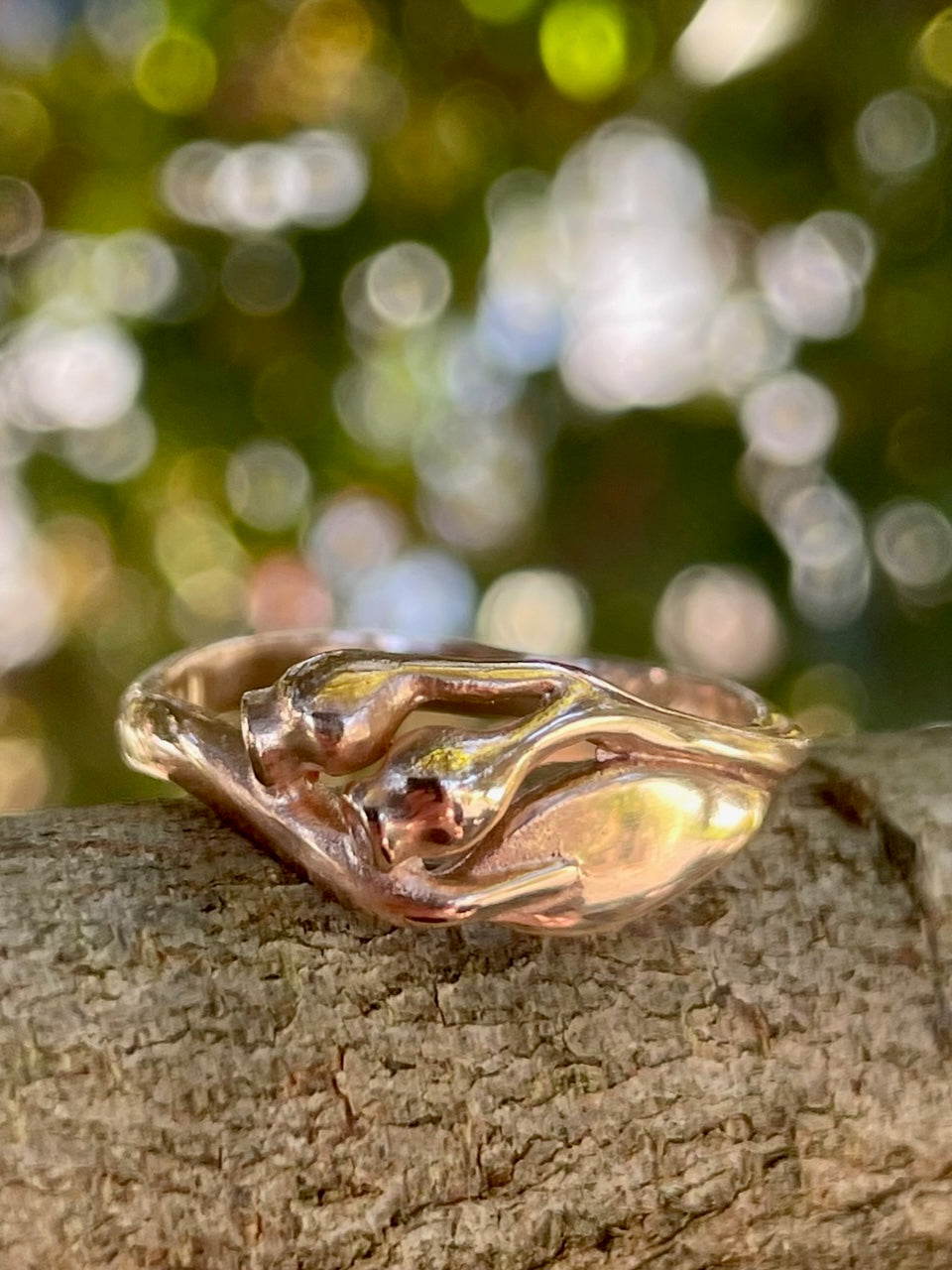 9ct Rose Gold Gumnut and leaf ring