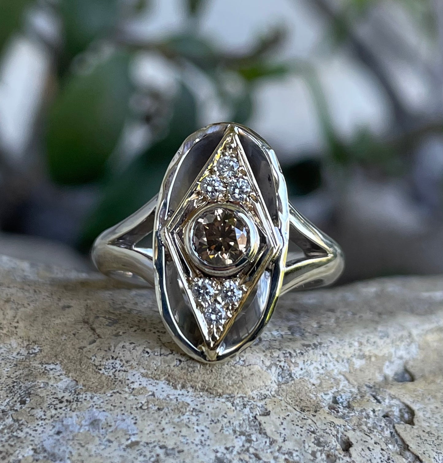 9ct White gold and Yellow gold Australian Chocolate Diamond Ring